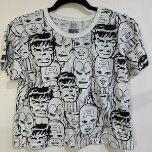 Marvel Superhero Faces T-Shirt - Black and White